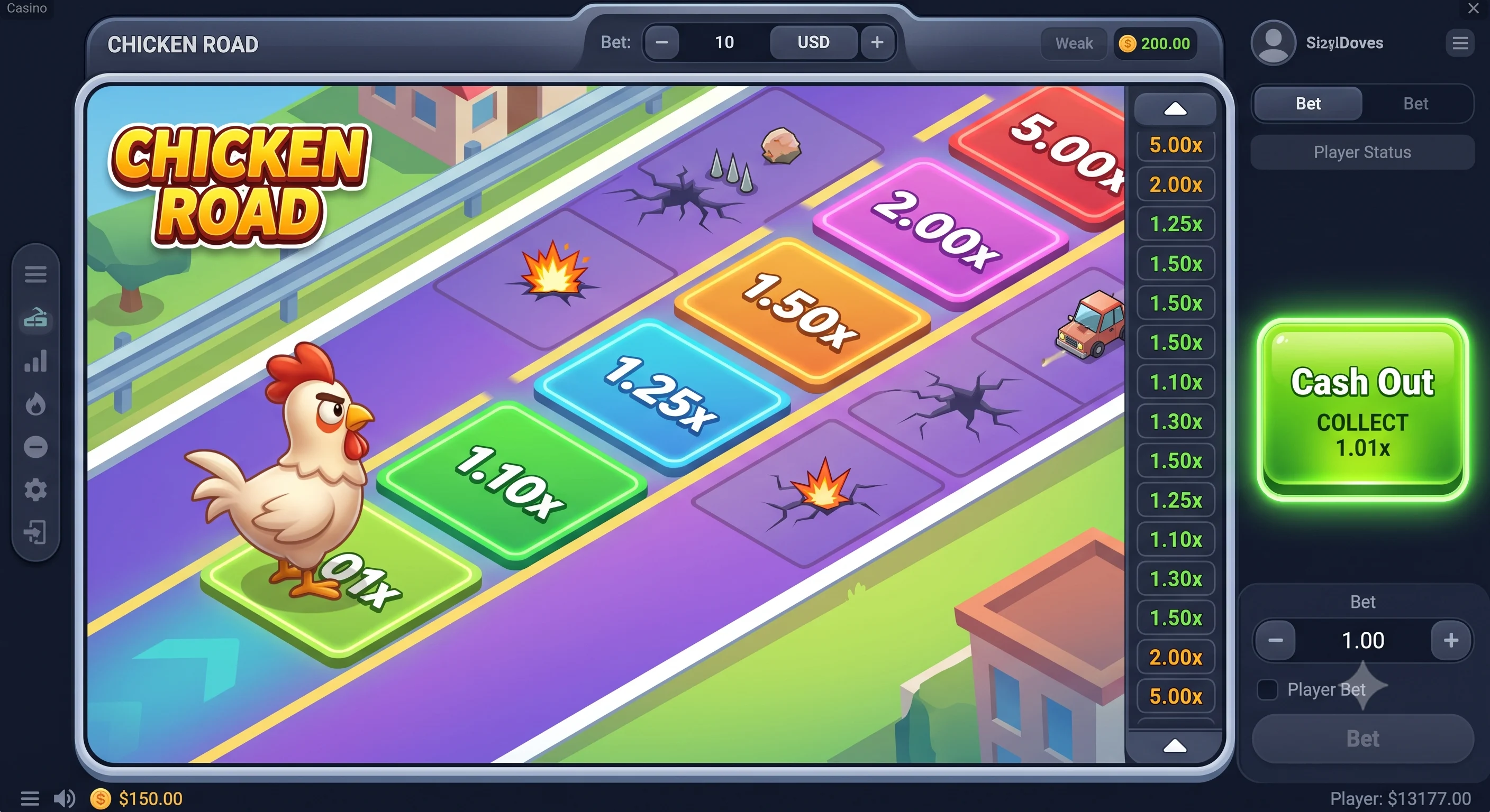 Chicken Road real money gameplay guide showing chicken stepping across multiplier lanes